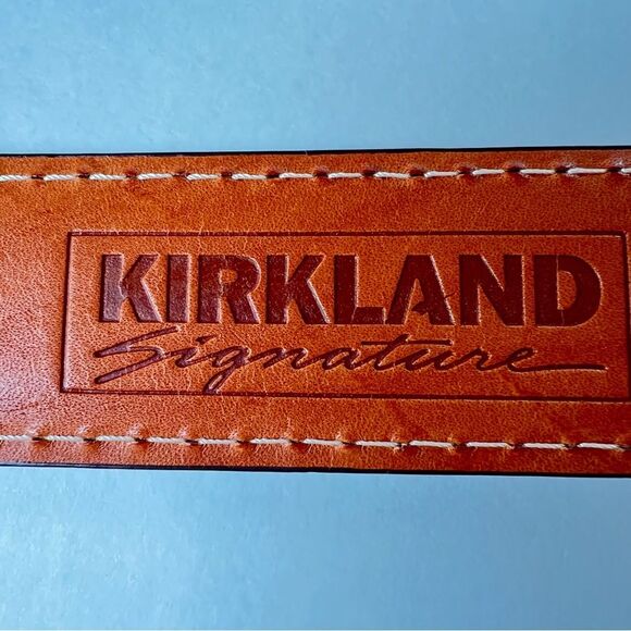 Kirkland Signature Men's Genuine Leather Brown Silver Buckle Belt SZ 32 - Picture 5 of 10